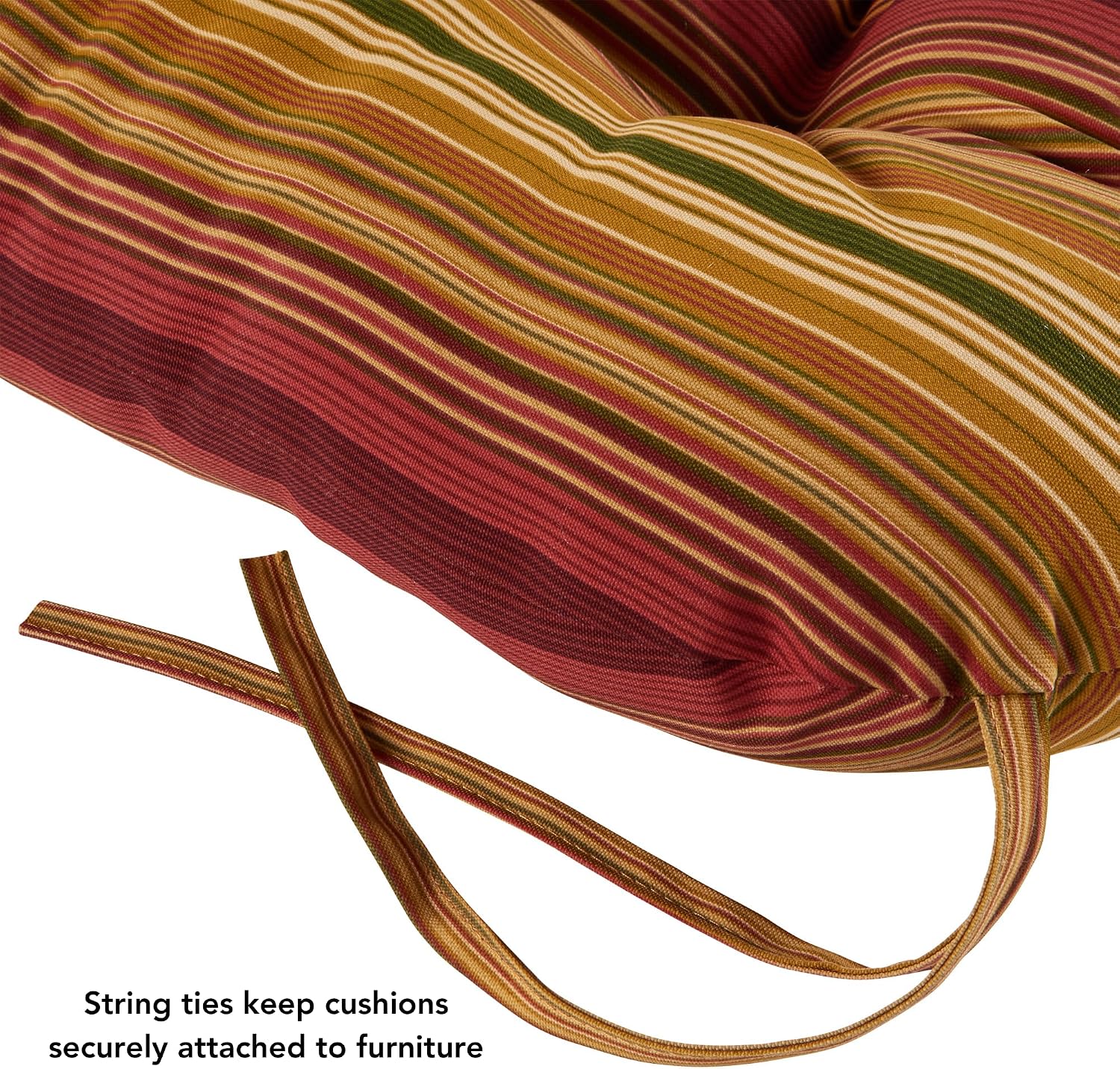 Greendale Home Fashions Outdoor Square Tufted Dining Seat Cushion, Set of 1, Cinnamon Stripe