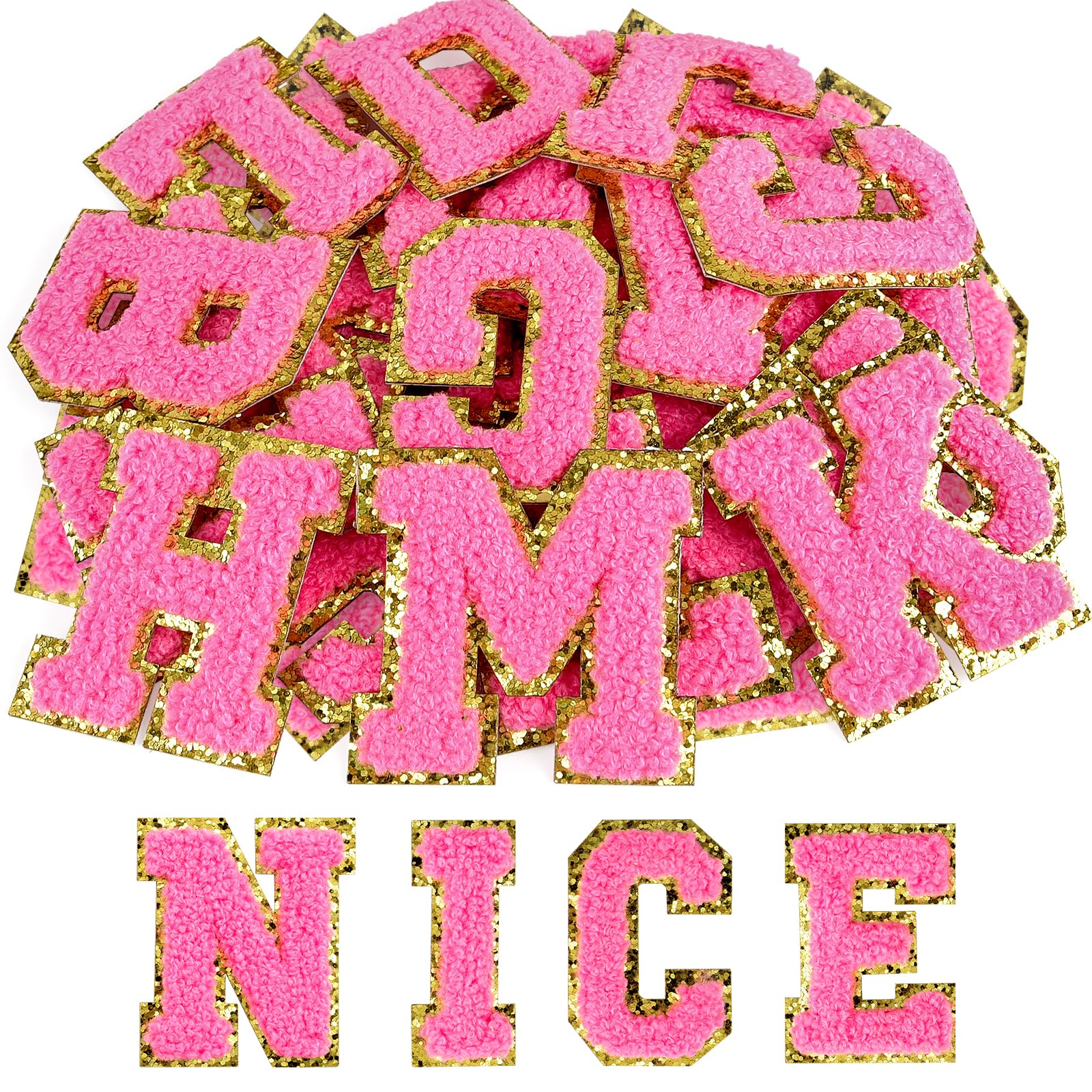 ASTARON 26 Pcs Self Adhesive Letter Patches Chenille Letters Stickers, A-Z Embroidered Applique Patches Alphabet Cloth Patch for Clothes, Bags, Hat,