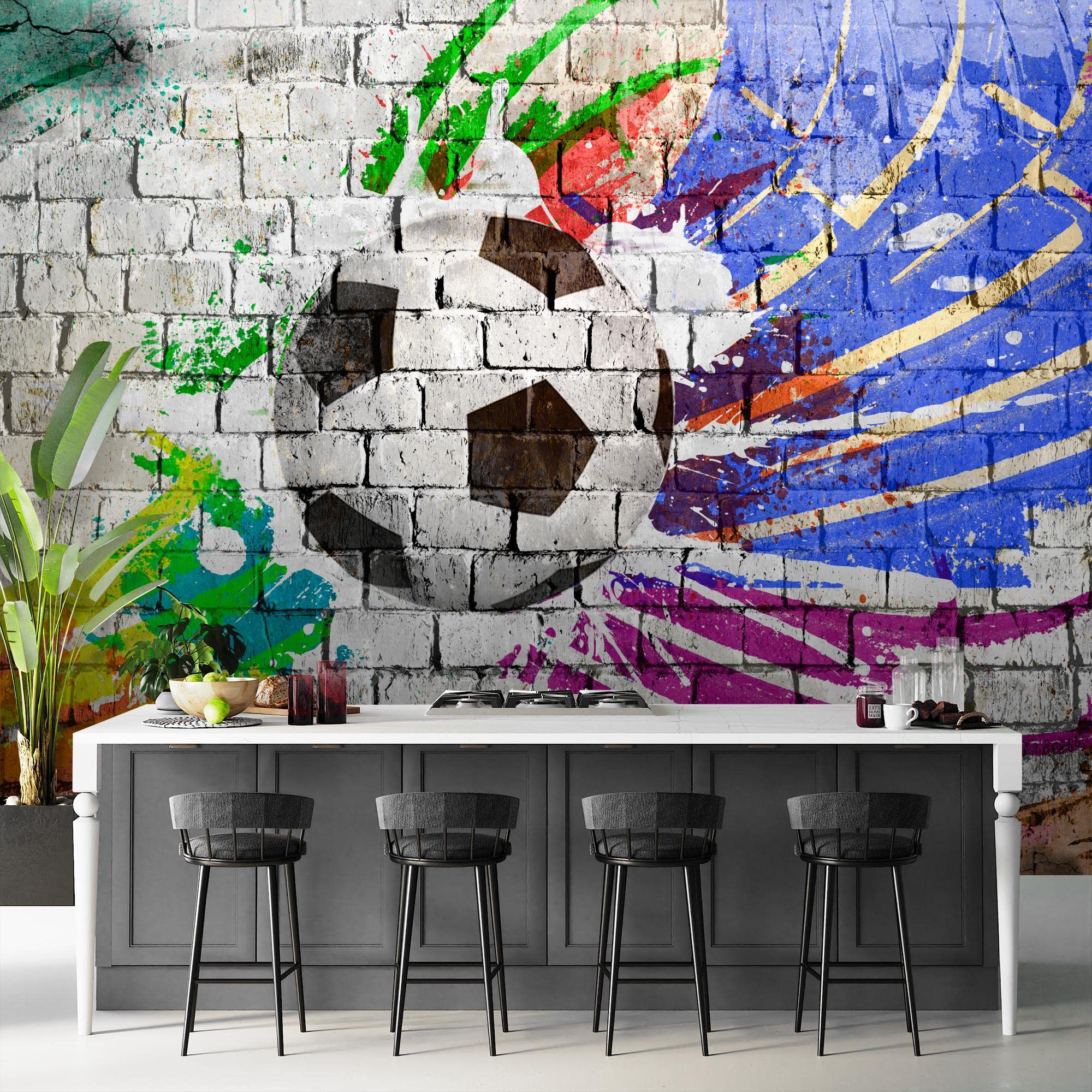 Runa Art Papel tapiz fotográfico muro de piedra de fútbol 352 x 250 cm Lana Fondo De Pantalla XXL Moderna Decoración De Pared Sala Cuarto Oficina Salón Vistoso 9021011b