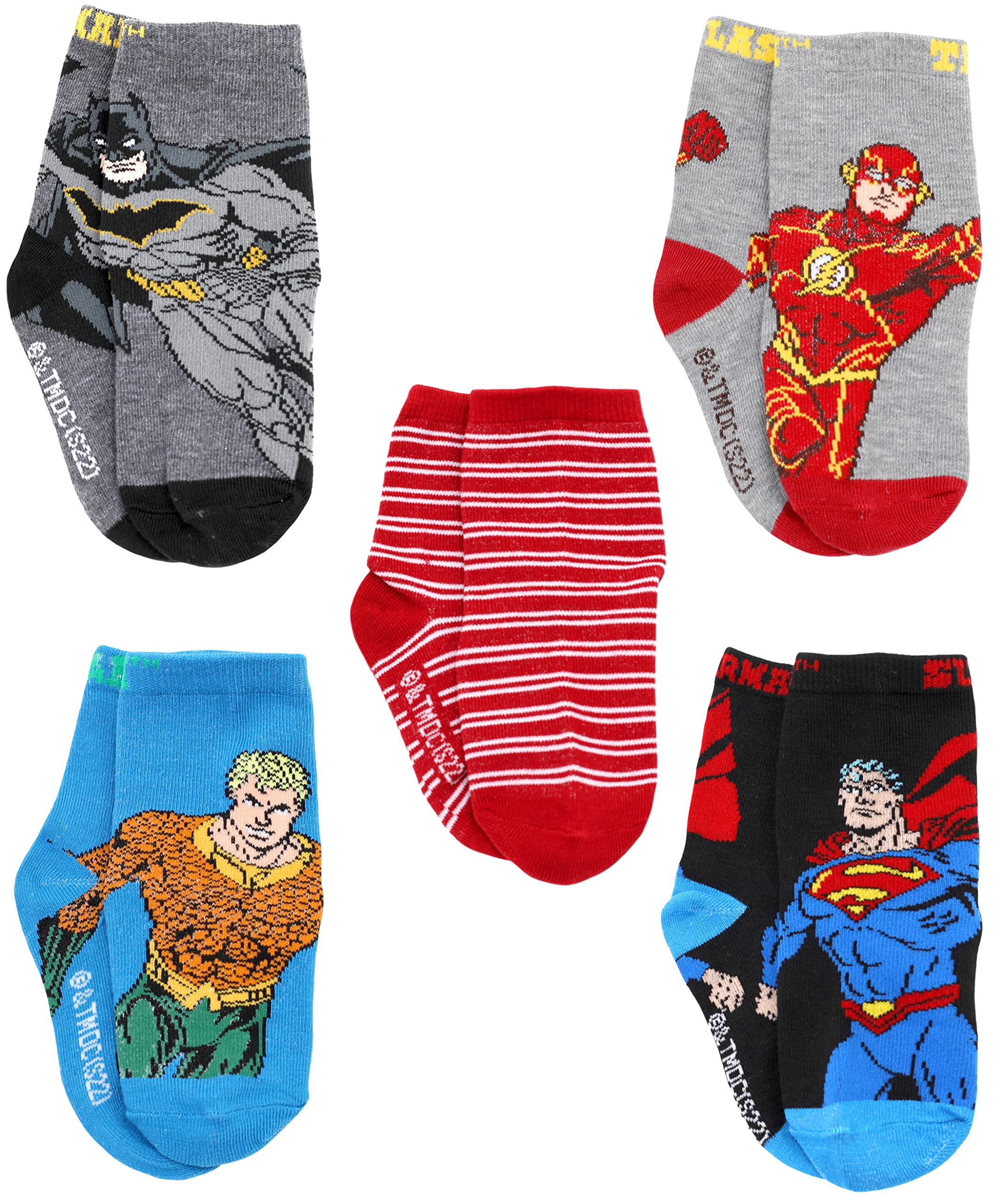 DC Comics Little Boy's Justice League Superhero Crew skarpety, 5 sztuk