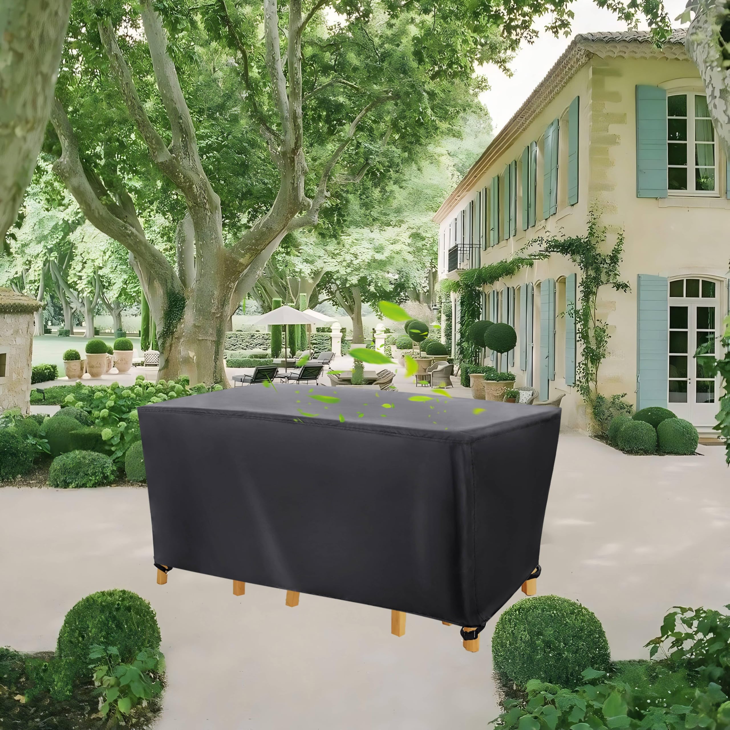HNBFKD Garden Furniture Covers Waterproof 200x60x50cm/LxWxH Rectangular Heavy Duty 420D Oxford Fabric Windproof Outdoor Table, Rattan & Patio Square Garden Furniture Covers Black