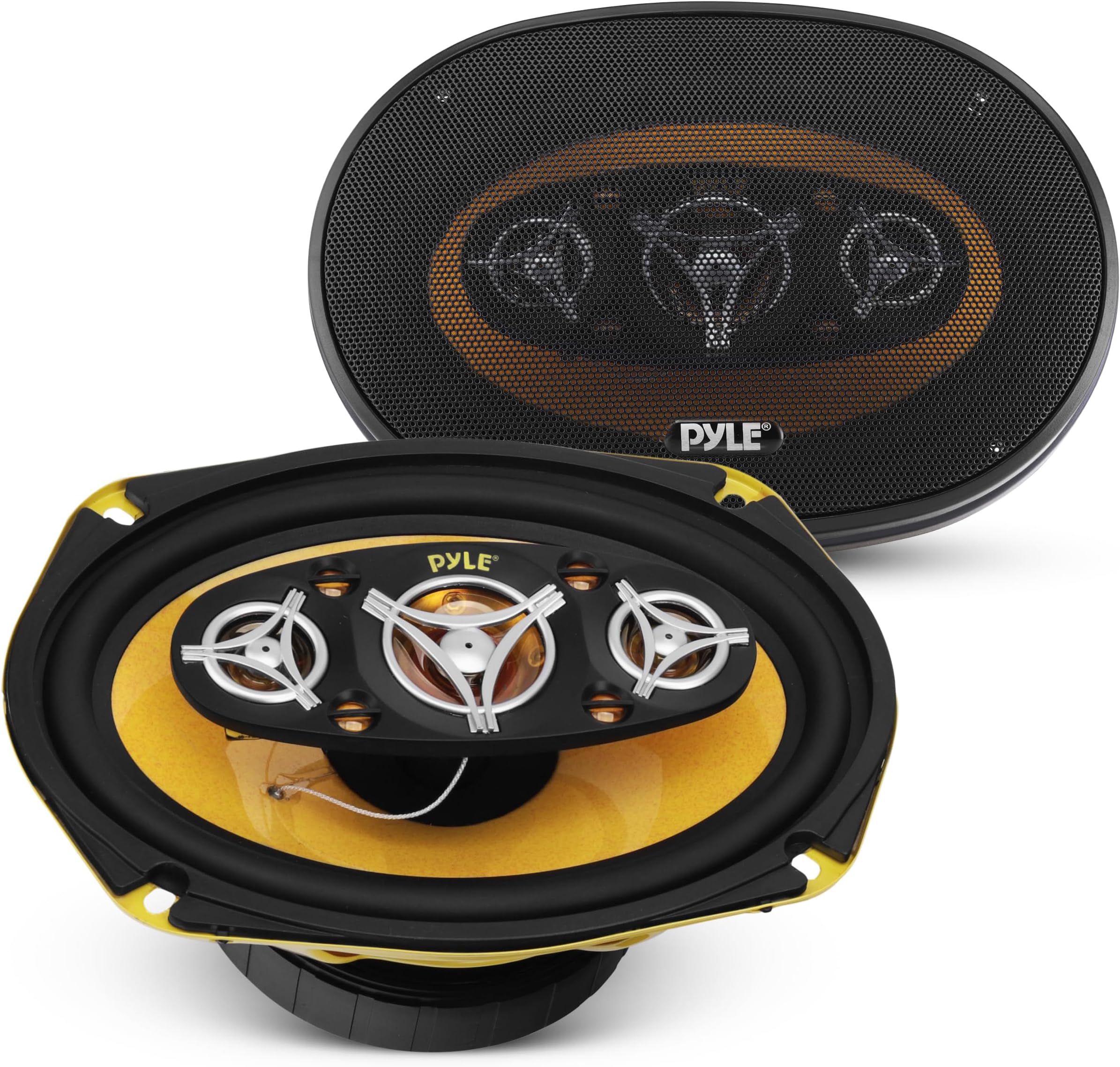Pyle Car Eight Way Speaker System - Pro 6 x 9 Inch 500W 4 Ohm Mid Tweeter Component Audio Sound Speakers For Car Stereo w/ 120 Oz Magnet Structure, 3.55” Mount Depth Fits Standard OEM -PLG69.8 (Pair)