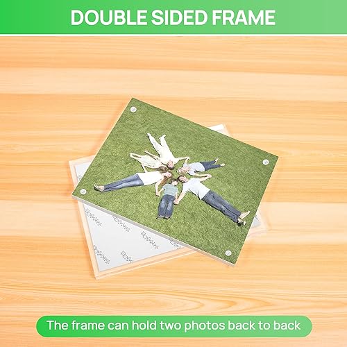 Miniatura 3 de A & R 3 paquetes de marcos acrílicos de 5 x 7, marco magnético, marco de fotos transparente de doble cara de 10 + 0.394 in de grosor, acrílico