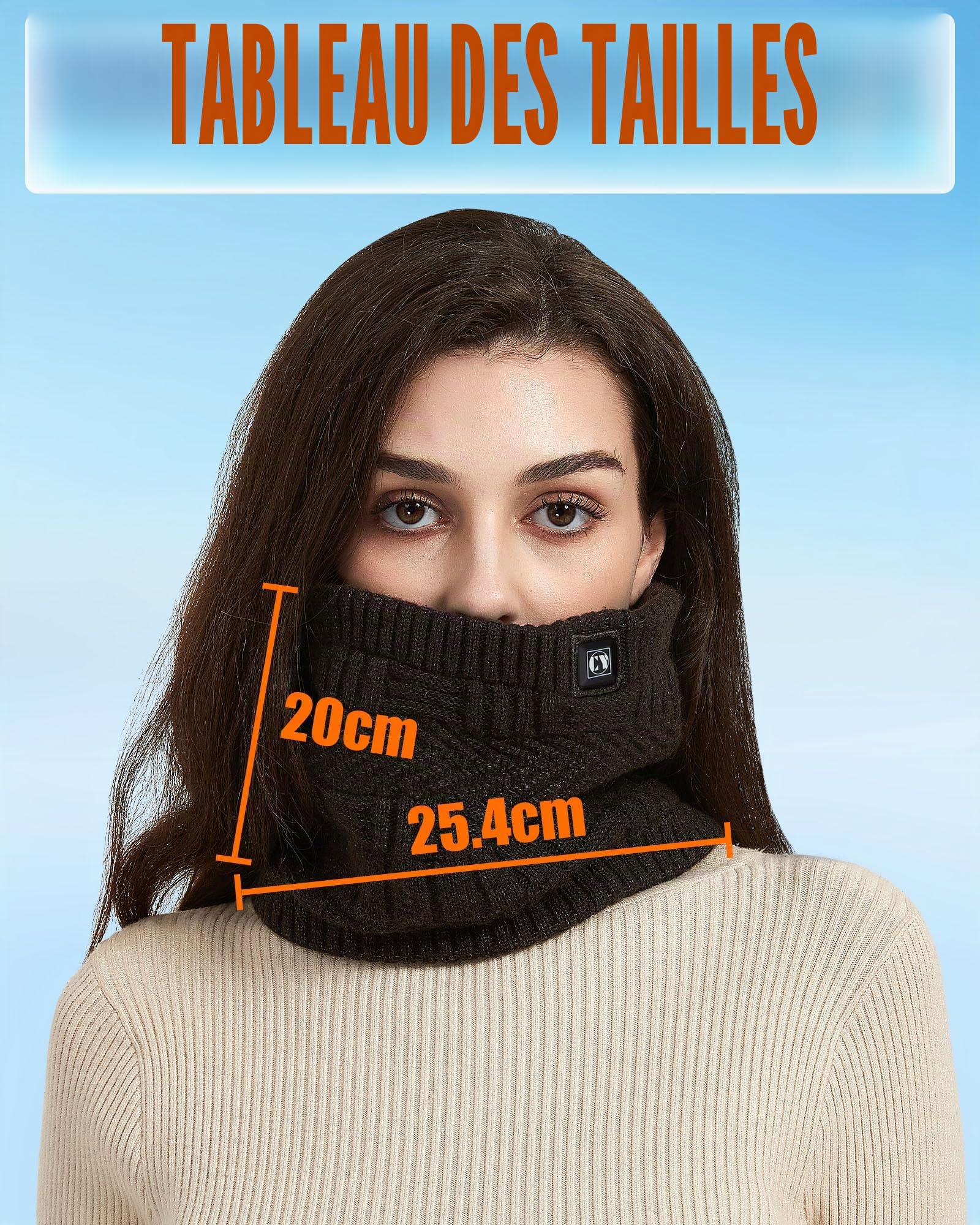 CYCYHEAT Chauffe-nuque chauffant - Écharpe électrique avec batterie externe de 4000 mAh - 3 niveaux de chauffage - Pour homme et femme - Idéal pour la chasse, la pêche, le camping, la randonnée