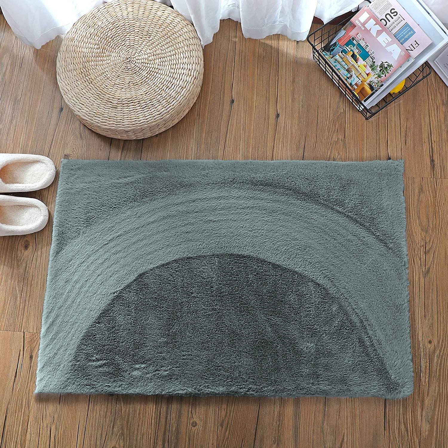 Luxe Home Rabbit Fur Runner - Soft Grey 2x5 Feet -26 Luxe Home Rabbit Fur Runner - Soft Grey 2x5 Feet -26