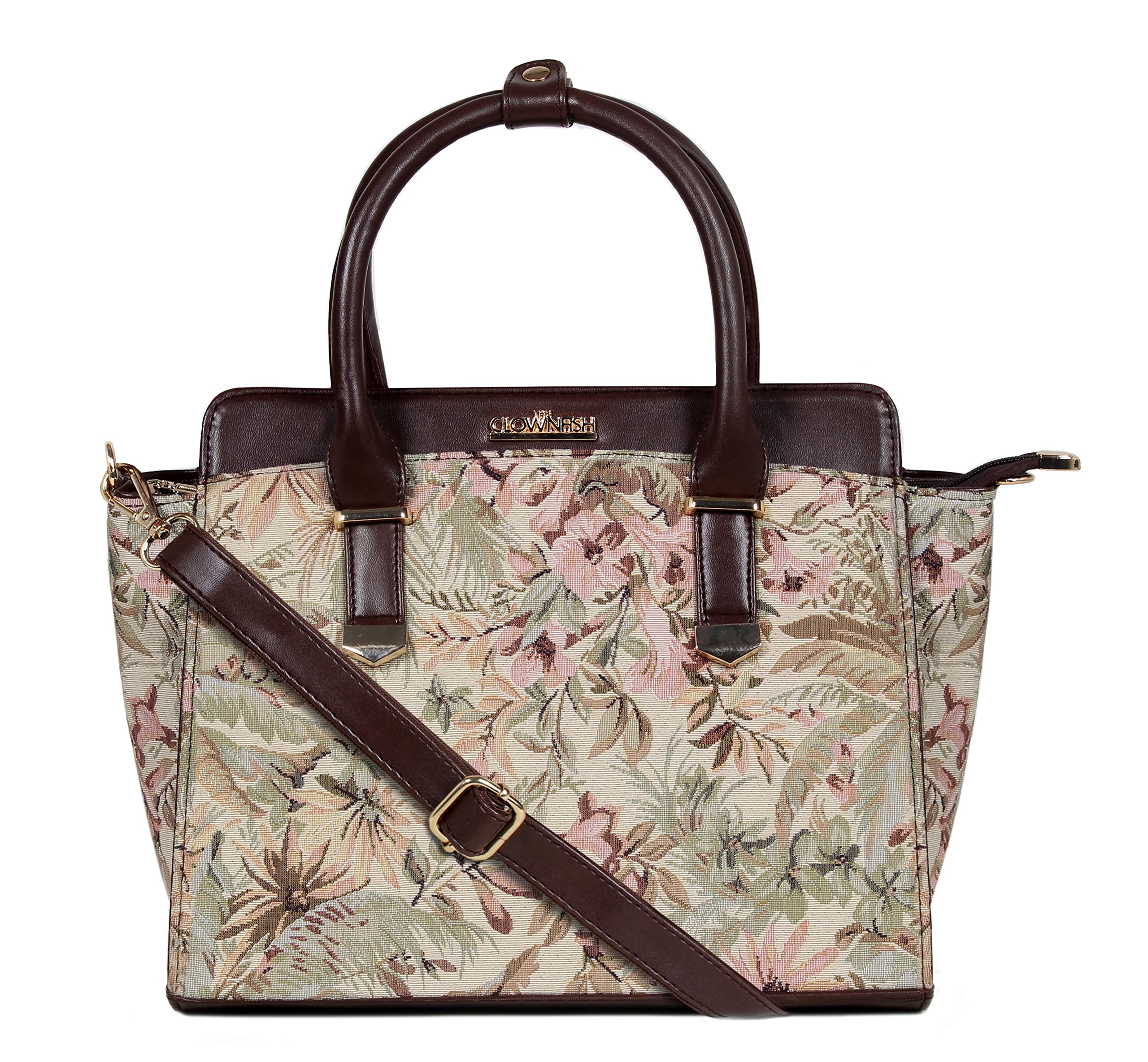 The Clownfish Reina Handbag for Women Office Bag Ladies Shoulder Bag Tote for Women College Girls (Beige) (B098NVHXKP) Amazon Price History, Amazon Price Tracker
