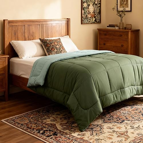 Vista 23 de Bedsure Edredones Twin - Relleno de Edredón Negro/Rojo Alternativo al Plumón Edredón Acolchado para Todas las Estaciones con Pestañas - Lavable a