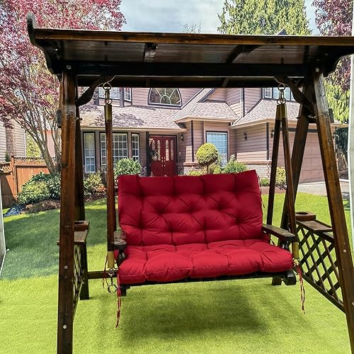 Miniatura 5 de Srutirbo Cojines de repuesto para columpio para exteriores e interiores, cojín de banco impermeable con respaldo, 40 x 40 pulgadas, para muebles de