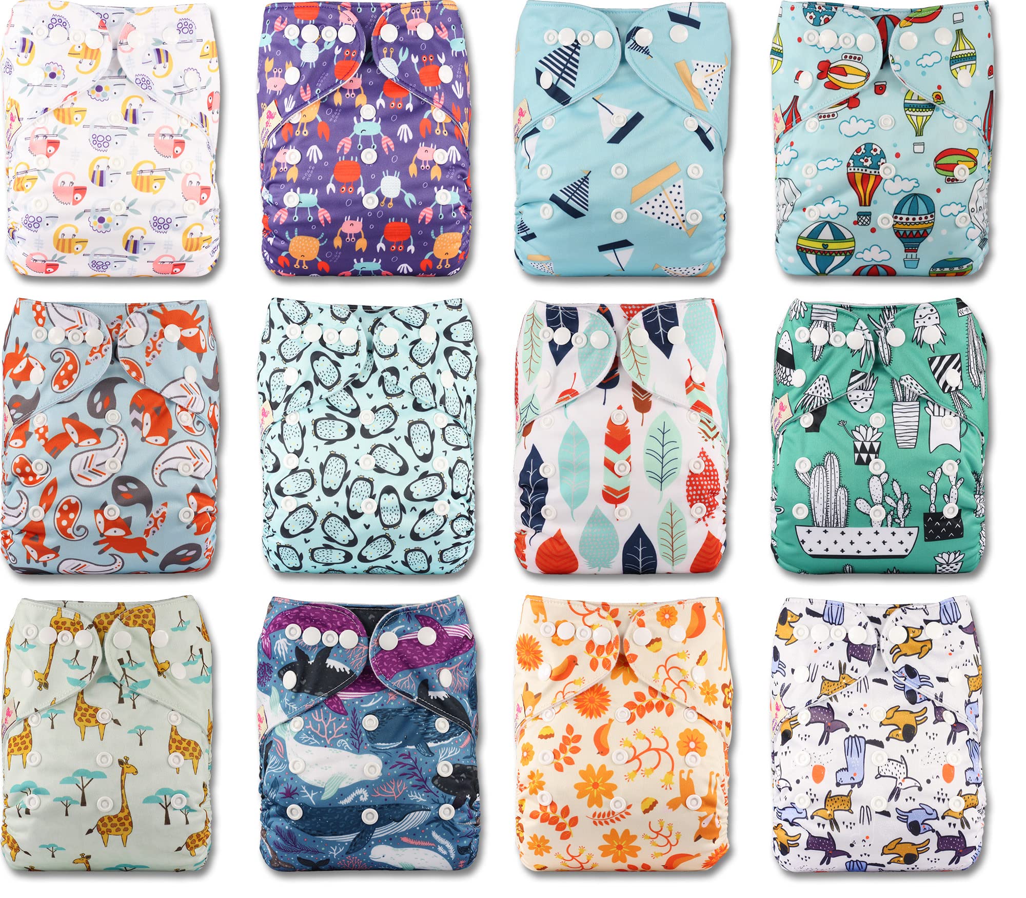 Littles and Bloomz FLP2-1202 Windeln, wiederverwendbar, Standard-Popper, 12 Windeln