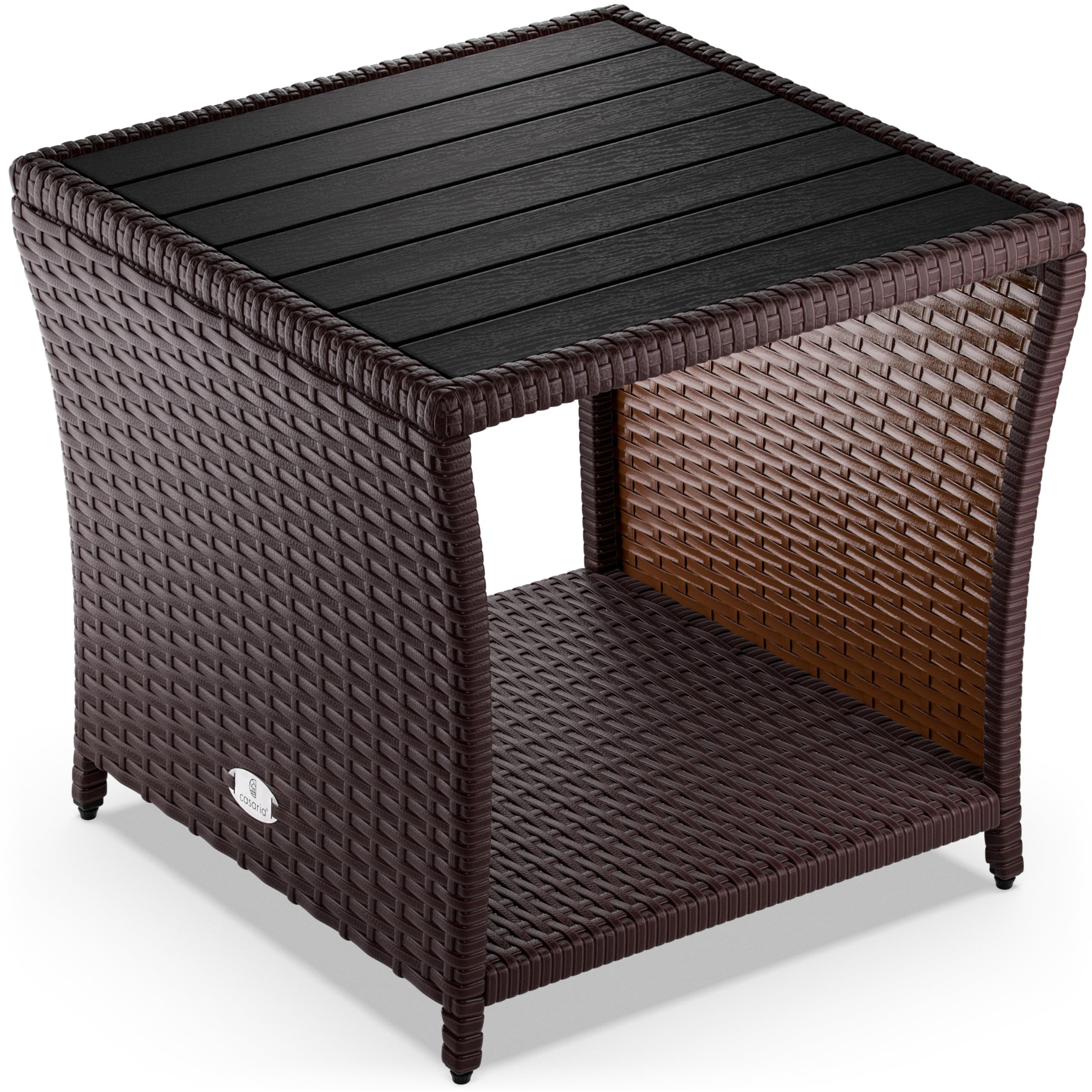 Casaria Tavolino in Polyrattan WPC 45x45x40cm Altezza regolabile Tavolo Basso da Giardino