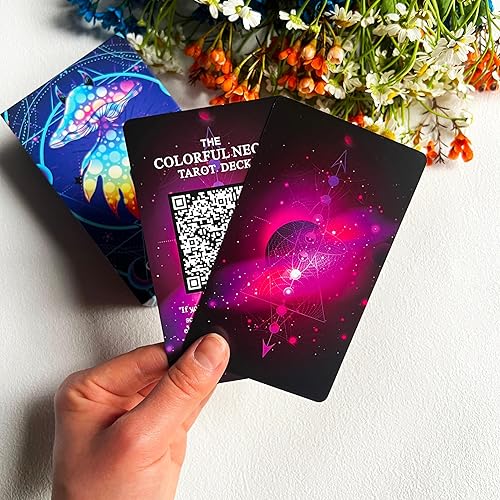 Miniatura 6 de Baraja colorida de cartas de tarot de neón con guía para principiantes - 78 cartas clásicas con significados