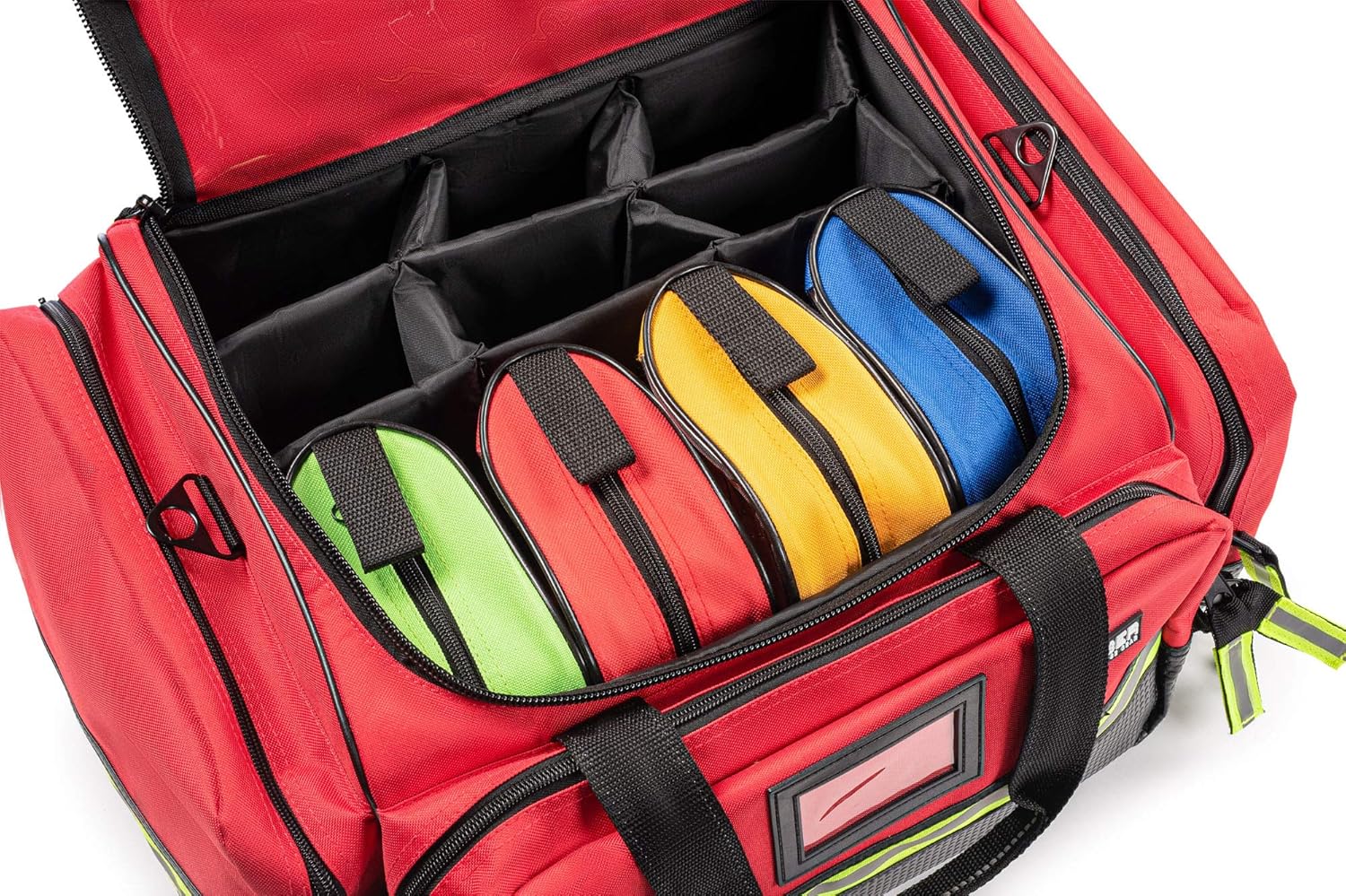 Scherber Fully-Stocked First Responder Bag | Large Professional EMT/EMS Trauma & Bleeding Kit | HSA/FSA Approved | CAT Tourniquet, HyFin Chest Seal, Israeli Bandage & 250+ First Aid Supplies (Red)