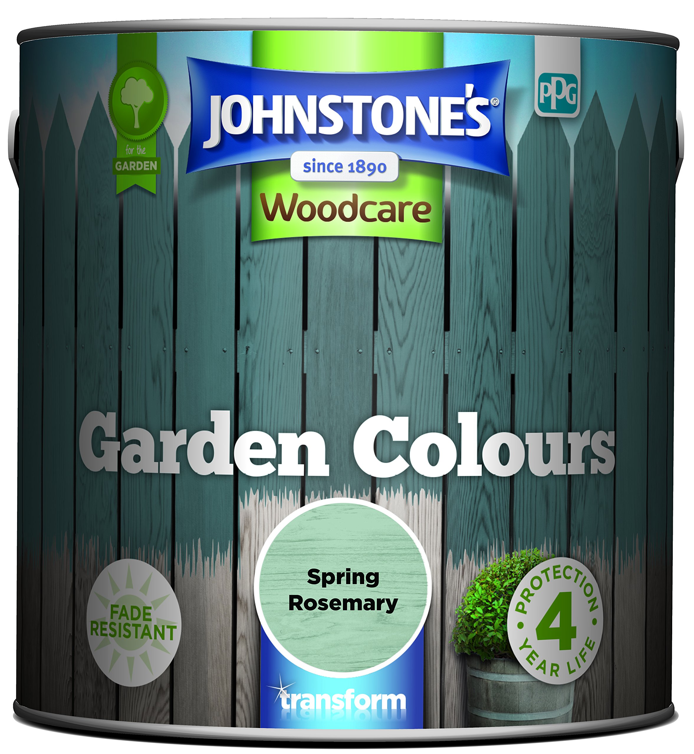 Johnstone's Spring Rosemary Johnstone’s - Garden Colours - Exterior Wood Paint - Fade Resistant - Suitable For Garden Furniture Outdoors - Fence Paint - Dry In 2 Hours - 12M2 Coverage Per Litre - 2.5L