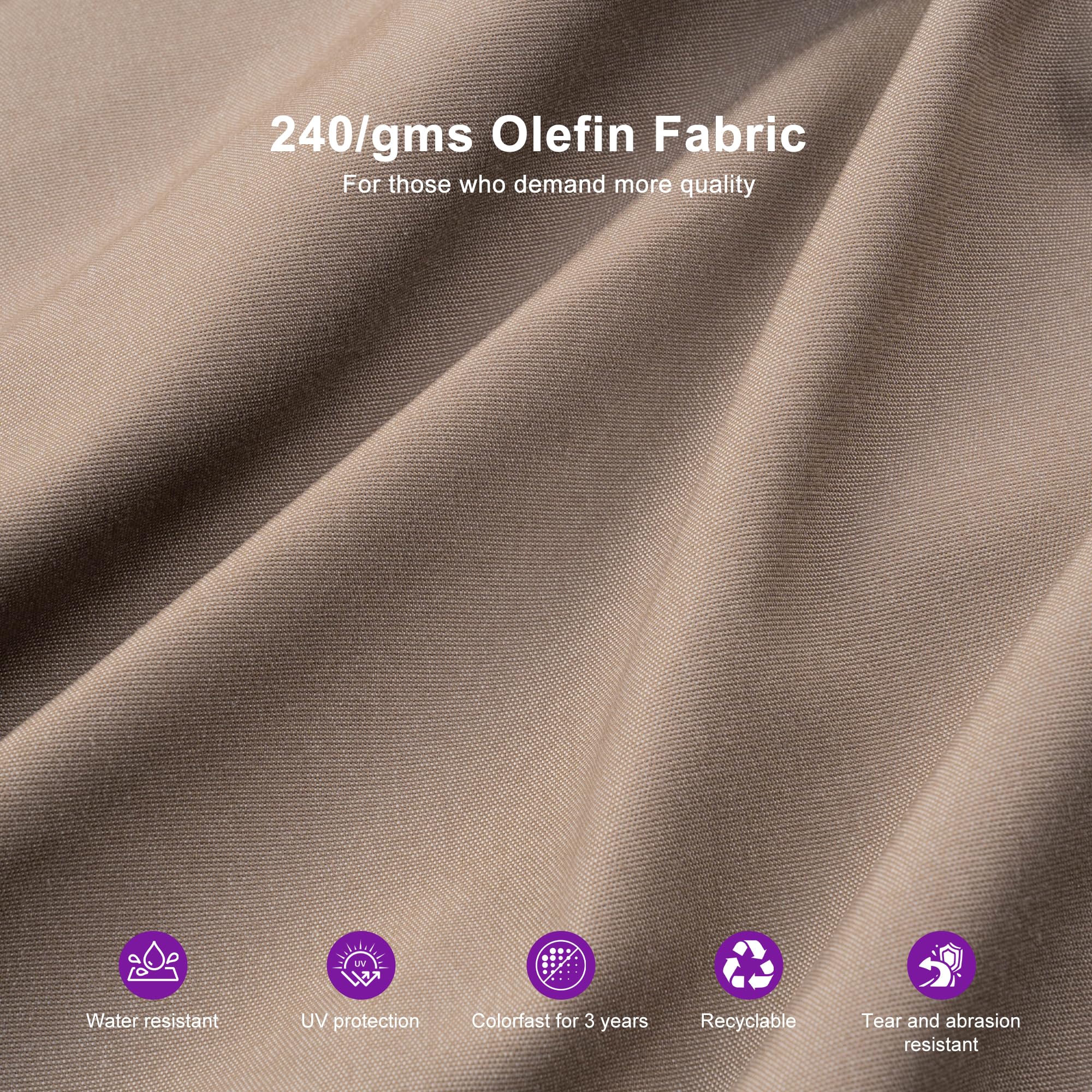 PURPLE LEAF 12 FT Cantilever Umbrella Outdoor Patio Eco-Friendly Olefin Umbrella, Large Offset Square Umbrella, Windproof Heavy Duty Hanging Outside Umbrella for Patio, Taupe