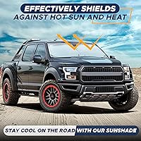 Vista 9 de EcoNour Parasol para parabrisas de camiones con bolsillo de almacenamiento Parasol reflectante de material 240T para protección contra rayos UV