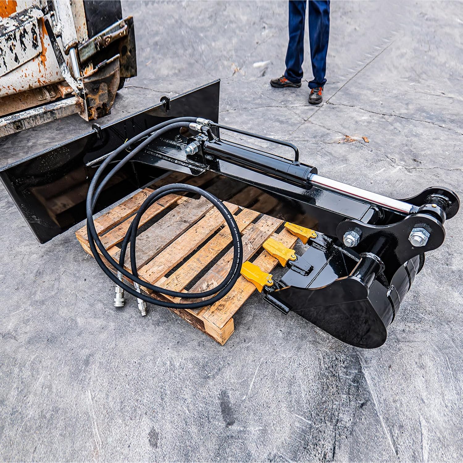 Skid Steer Fronthoe Bucket, 86'' Straight Digger Backhoe Dig Arm Excavator Attachment, Mini Skid Steer Accessories, USA Stock, Fits Bobcat and Most Skid Steer Loaders
