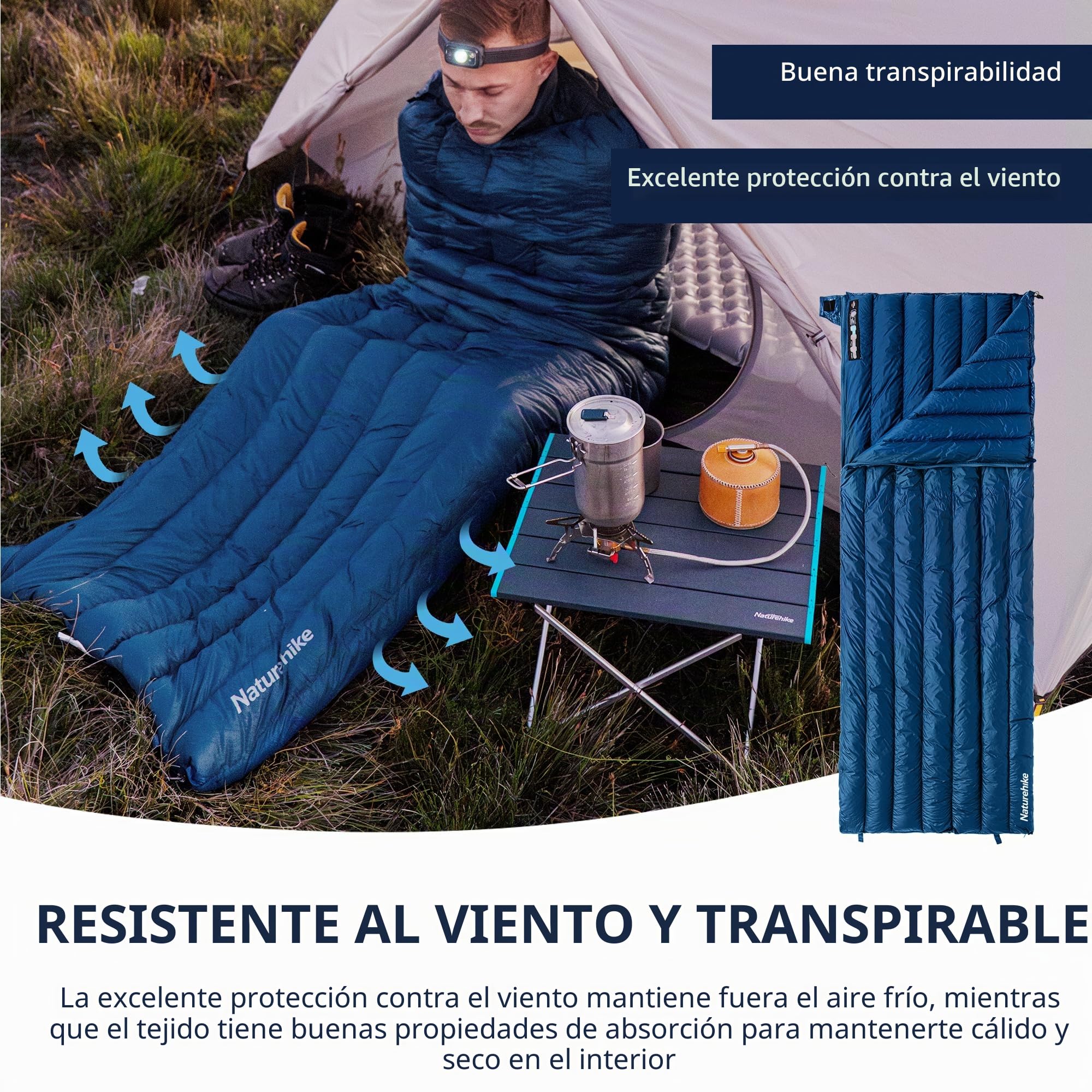Naturehike Saco de Dormir Envolvente Ultraligero, 3-4 Estaciones, Impermeable, para Camping, Senderismo, Montañismo