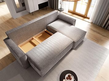Masseno POTARO POTARO Corner Sofa with Sleep Function L-Shape Sofa with Bed Box Living Room Sofa Couch Soffa Sofa Bed Couch Set Cream POSO 100