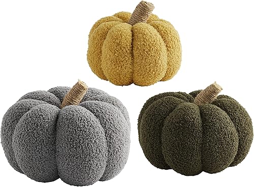 Miniatura 2 de Mud Pie, Gris, decoración de calabaza fáblica de oveja grande, 10 x 10 pulgadas de diámetro