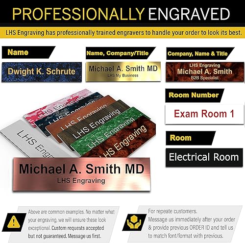 Miniatura 4 de LHS  Placa de identificación personalizada con opción de montaje para paredes, puertas, soportes de escritorio, cubículos, colgar y más  Letras