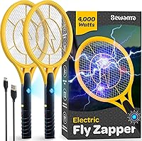 Sewanta Electric Fly Swatter Set of 2: 4000V USB Rechargeable Bug Zapper Racket with LED Attractant for Indoor/Outdoor Mosquito Killer