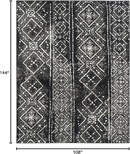 Miniatura 2 de Colección Safavieh Adirondack ADR111A - Tapete bohemio envejecido contemporáneo plateado y negro 26 x 10