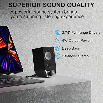 Edifier Computer Speakers with Bluetooth 5.3 for Desktop / Laptop / Mac / Monitor, 2.0 USB Powered PC Speaker System, Deep Bass, Balanced Stereo, 3.5mm Aux-In Plug and Play