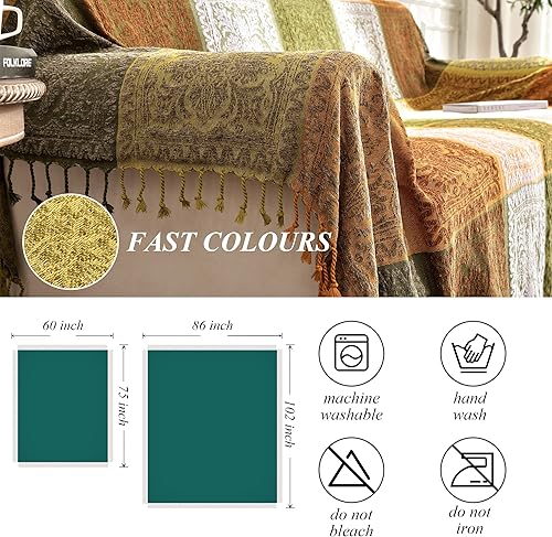 Miniatura 5 de Funda de sofá bohemia, manta bohemia con borlas, decoración hippie para sofá, silla, sofá biplaza, cama, funda bohemia tribal con flecos