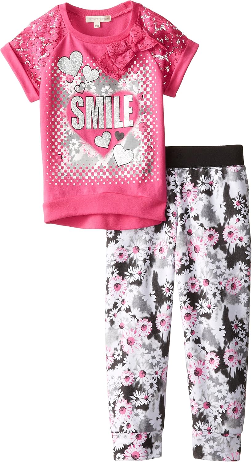 Self Esteem Little Girls' Jersey and Crochet Top with Harem