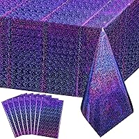 Vista 20 de Paquete de 3 manteles de plástico iridiscentes con auto de carreras, desechables, brillantes con láser rojo y negro, mantel rectangular de aluminio