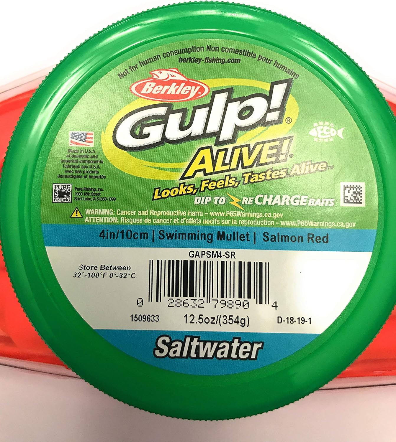 Berkley Gulp! Alive! Saltwater Swimming Mullet Salmon Red 4in | 10cm