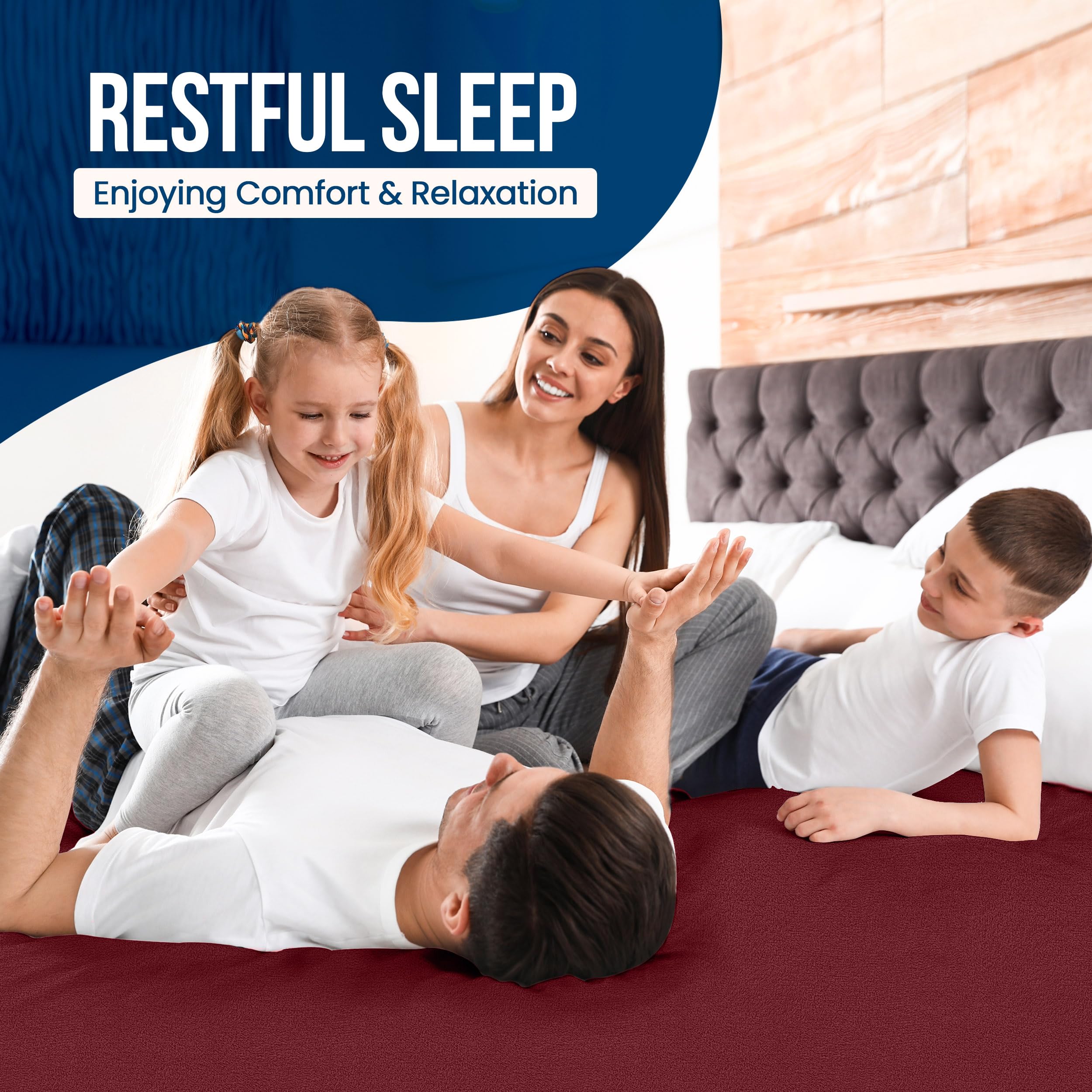 Utopia Bedding Waterproof Mattress Protector Queen Size, Premium Terry Mattress Cover 200 GSM, Breathable, Fitted Style with Stretchable Pockets (Burgundy): Pink Crib