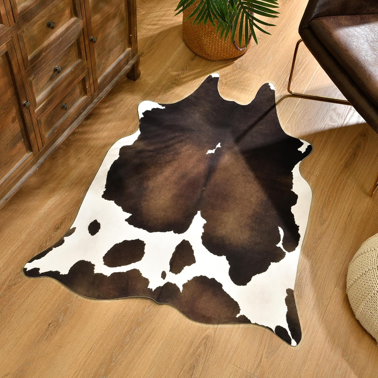 Premium Cowhide Rug 3 x 4 Feet,Western Decor Faux Cowhide,Thickened Cow Print,Cow Rug for Bedroom Living Room Home Office Decor
