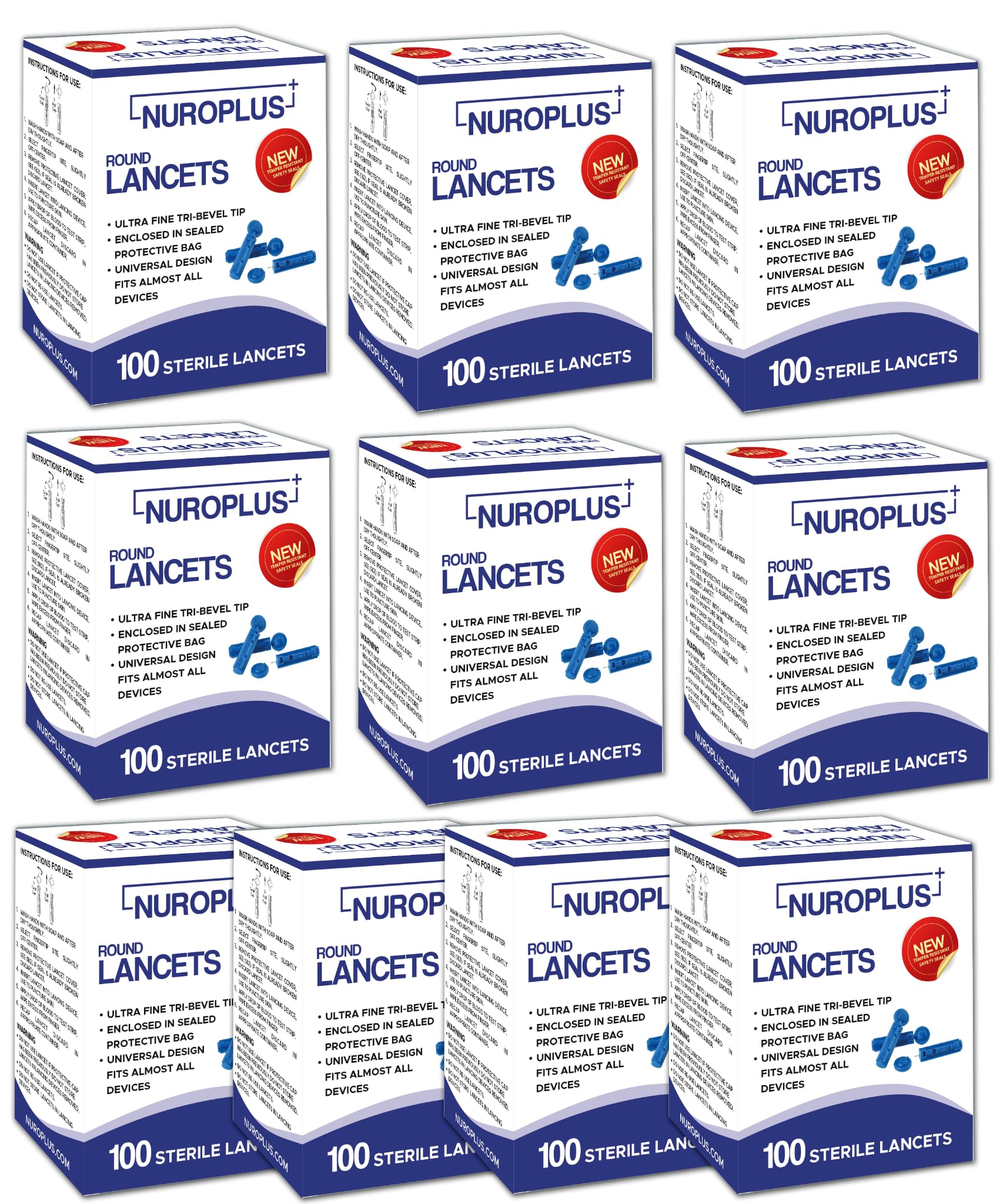 Nuroplus 30G Ultra-Thin Round Glucometer Lancets – 1000 Count (100 x 10 Box)-image-36