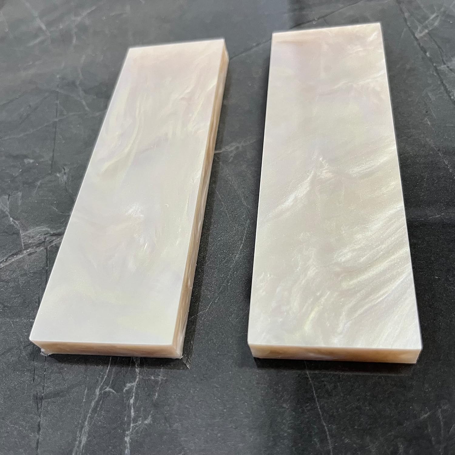 Enhance Your Knife Handles and Gun Grips with Epoxy Resin Acrylic Pearl Shell Plate - High Gloss Resin Blanks Slab for DIY Tool - Ivory Pearl - 2/Pack