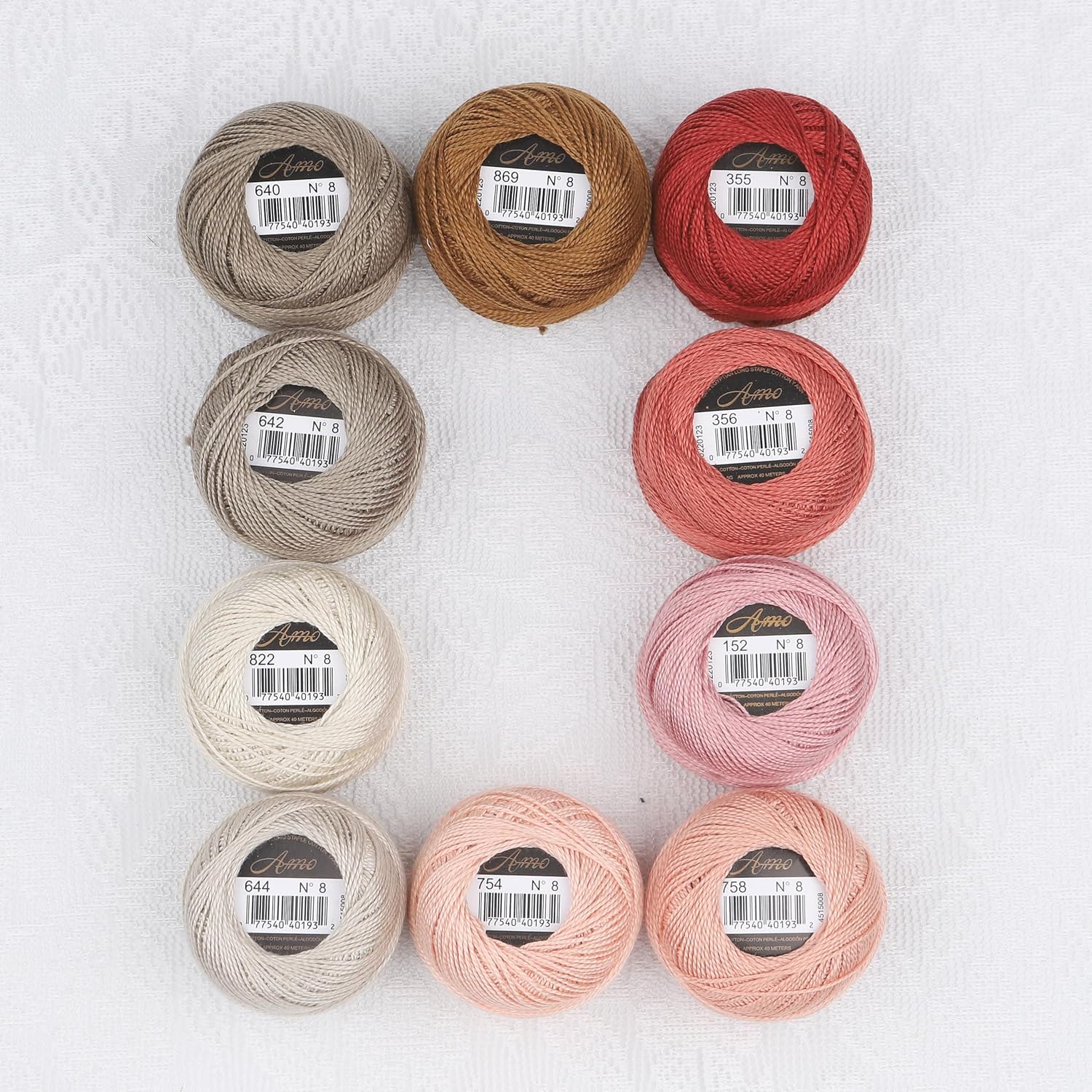 Size 8 Double Mercerized Egyptian Long Staple Cotton Pearl Thread Ball 5 Grams Rainbow Color Embroidery Thread 10 Colors per Box for Crochet Hardanger Cross Stitch Hand Embroidery (Set Z)