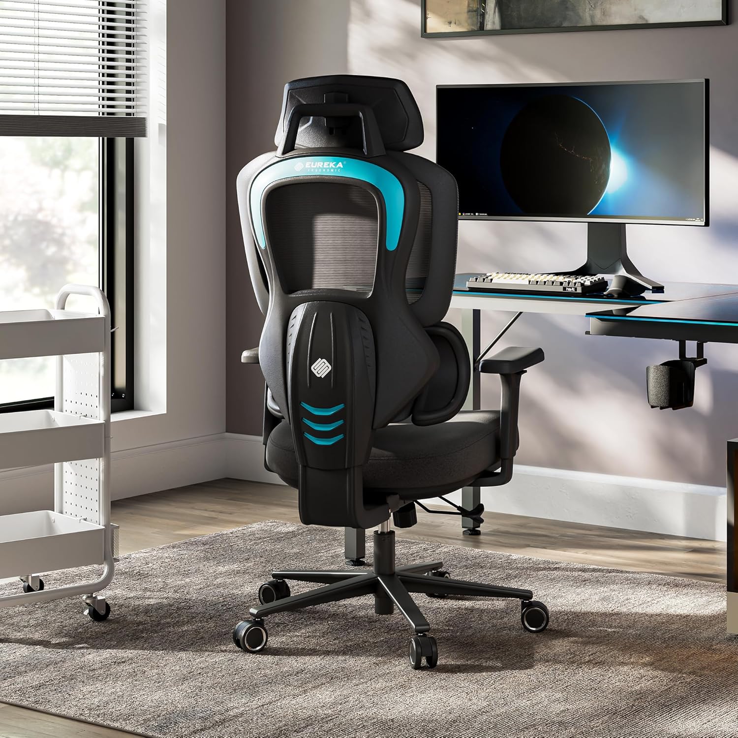 EUREKA ERGONOMIC Typhon Gaming Chair, Ergonomic Office Chair, Home Office Desk Chairs, Gaming Chairs for Adults, Mesh Office Chair, Adjustable Armrest Headrest, Hight Back, BlackBlue product image