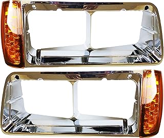 TORQUE Freightliner FLD Headlight Bezel with Led Turn Signal Lamp Light Pair 3 Wires (TR039-L, TR039-R)