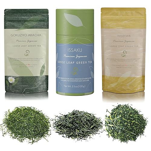 Nozomi, Issaku an Gokuzyo Aracha surtido de té japonés Green Tea Co  Juego de té japonés totalmente natural de origen único, sin OMG, sin azúcar, disponible en Yaxa Colombia