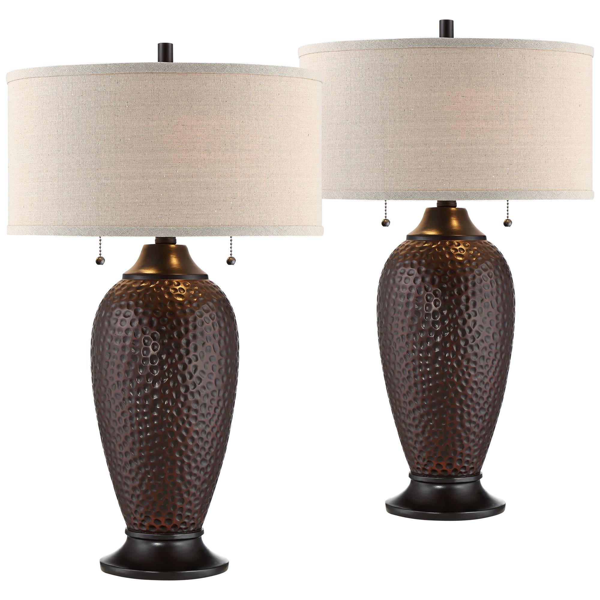 Cody Modern Industrial Rustic Table Lamps 26" High Set of 2 Hammered