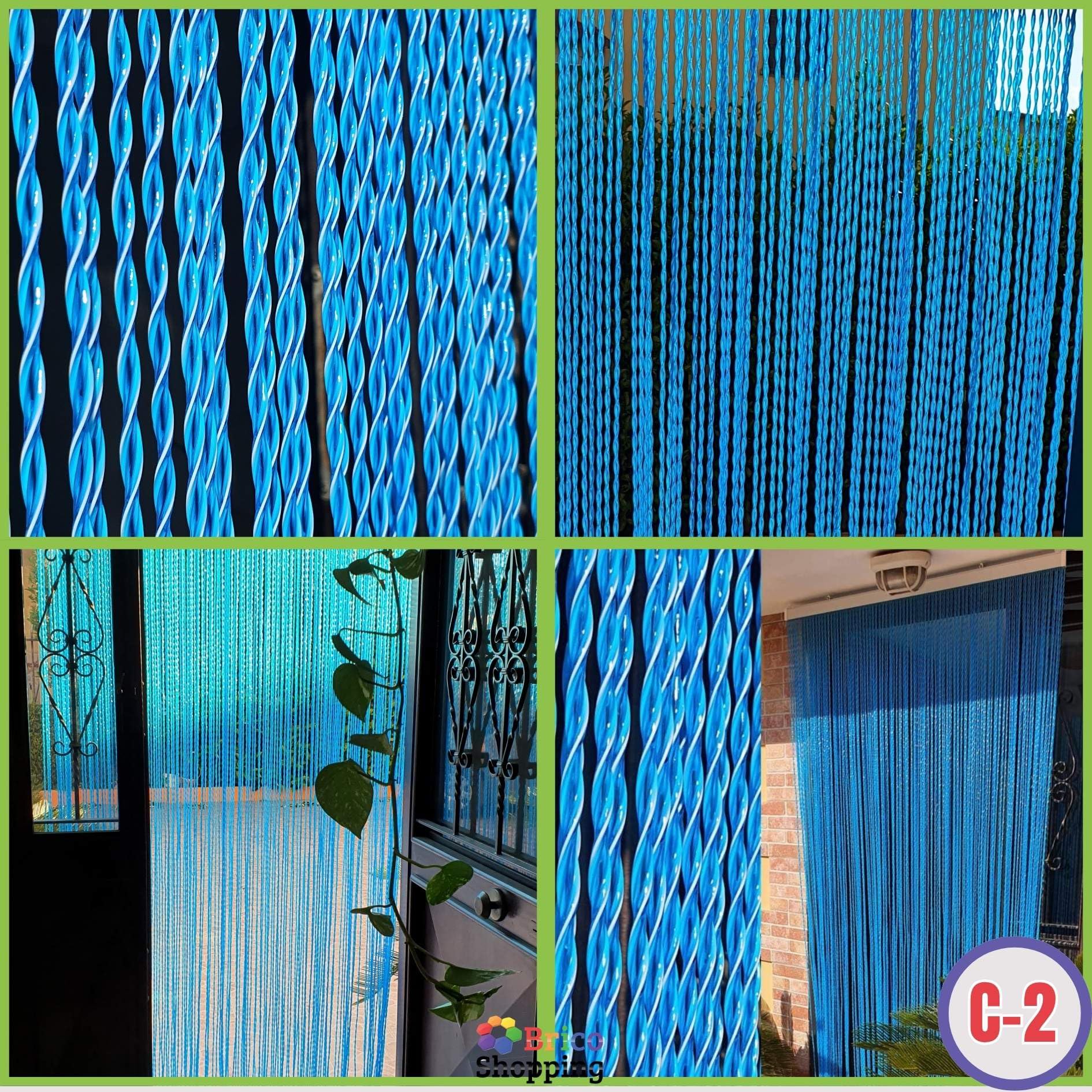 BricoShopping® Rideau Mosquière Mod.C à Fils en PVC réglable Moustiquaire pour Porte fenêtre extérieure entrée Balcon Camping-Car Fil Anti-Mouvement 15 Couleurs Fabriqué en Italie (150 x 250, 2 Blue)