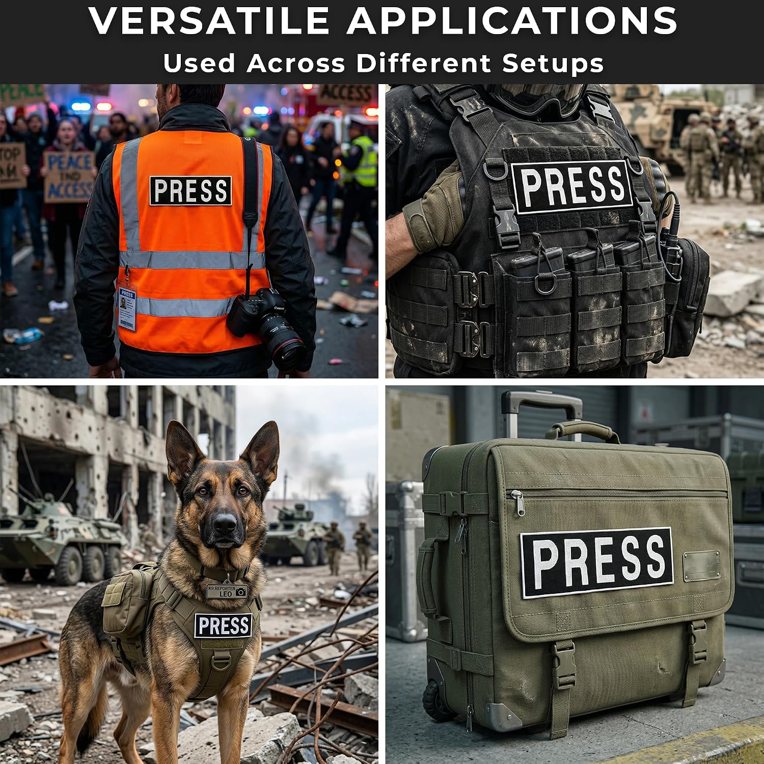 Press Patch 2 Pack Large (7.5x3 in) Embroidered Press Badge for Vest Body Armor Backpack Photographer Vest Media Patch for Journalists