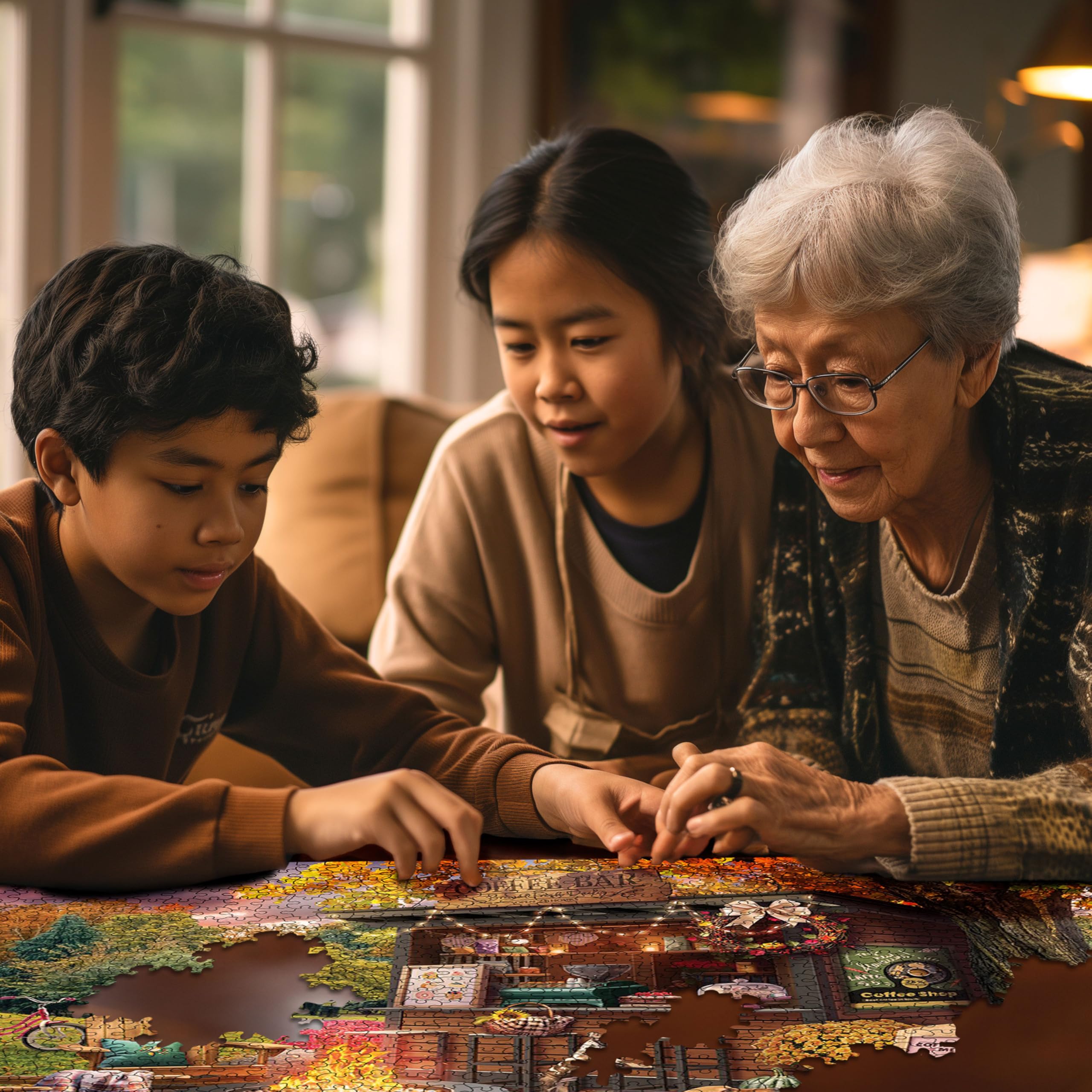 White Mountain Parkside Coffee Puzzle 1000 pezzi Autunno Puzzle per adulti e donne