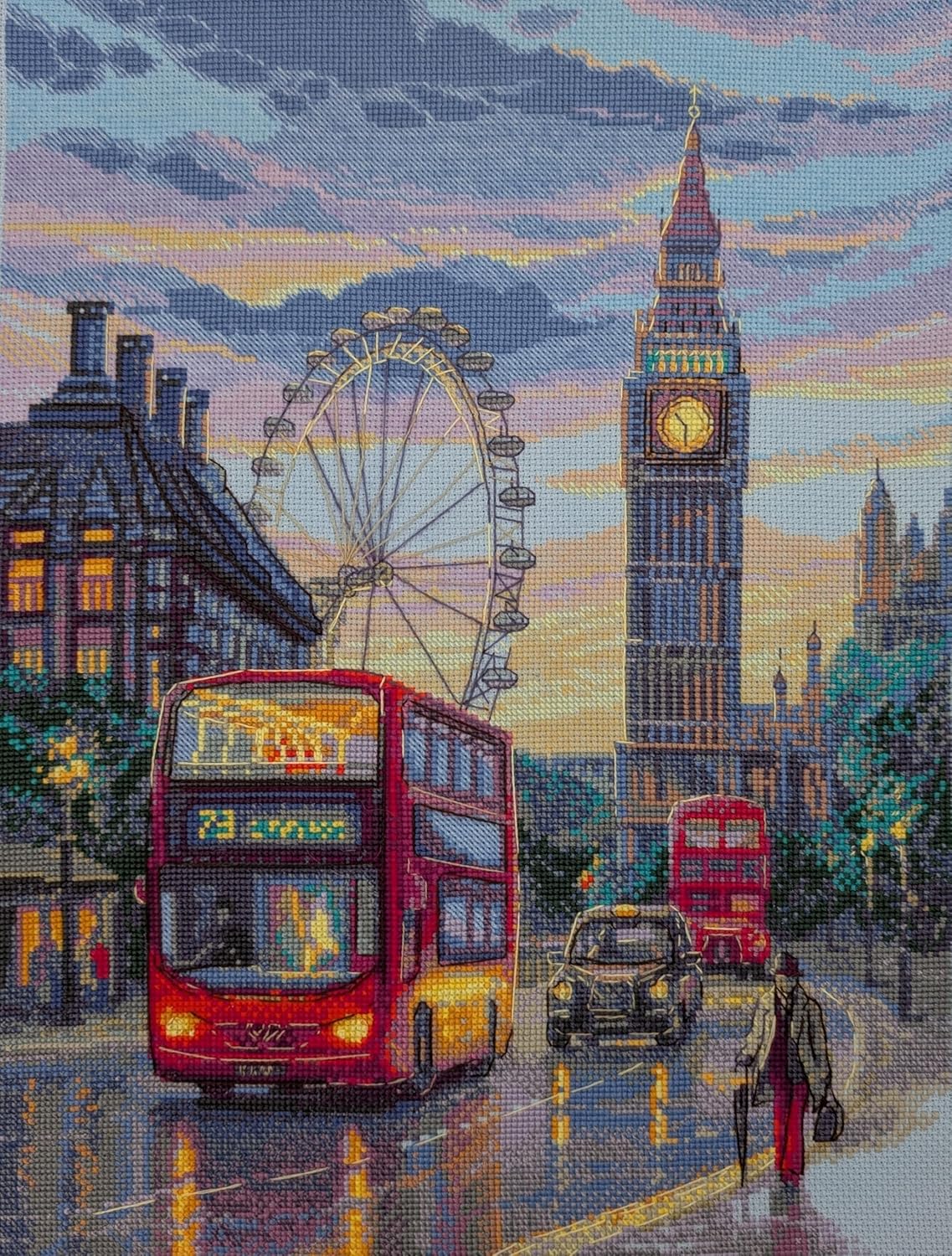 Aine - Rainy London A1014, Cross Stitch Kits 15¾"x15¾, Cross Stitch Kits for Beginners & Advanced, Crossstitching Kits Adult, Counted Stitching Kits, Embroidery Kit
