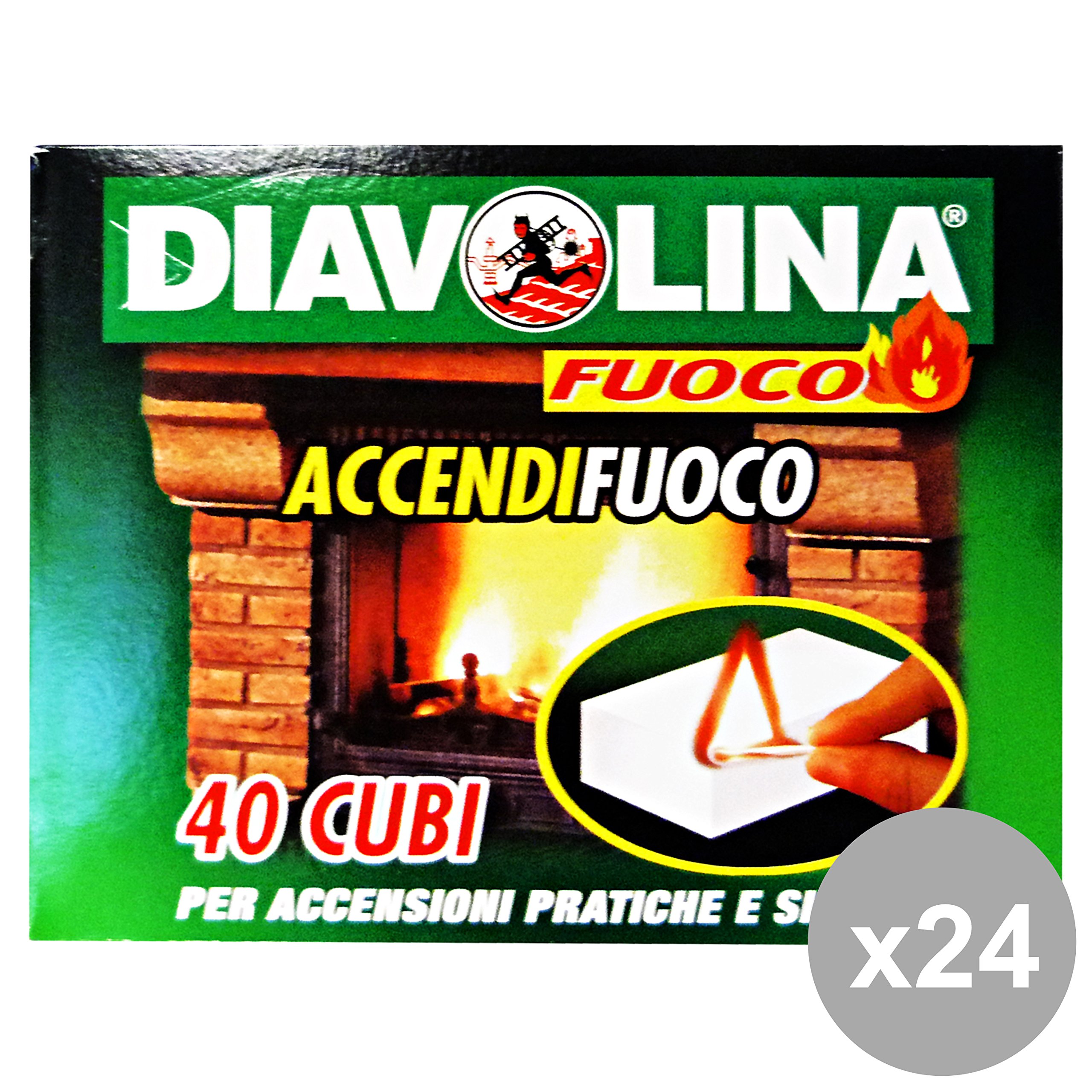 DIAVOLINA Set 24 Accendifuoco X 40 Cubi Barbecue & PIC-nic, Multicolore, Unica