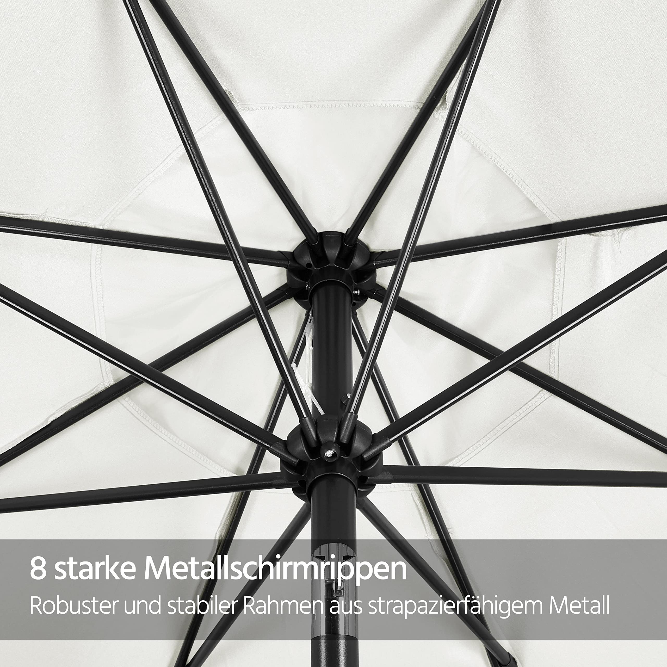 Yaheetech Parasol przeciwsłoneczny, okrągły, 270 cm, składany, z korbą, ochrona przed promieniowaniem UV, UPF 50+, kremowy