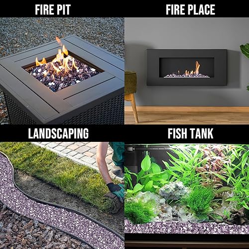 Miniatura 166 de Skyflame 4.53 kg de vidrio resistente al fuego, de 1.27 cm, de brillo intenso para paisajismo de chimenea, lugar para fogatas, Platino reflectante