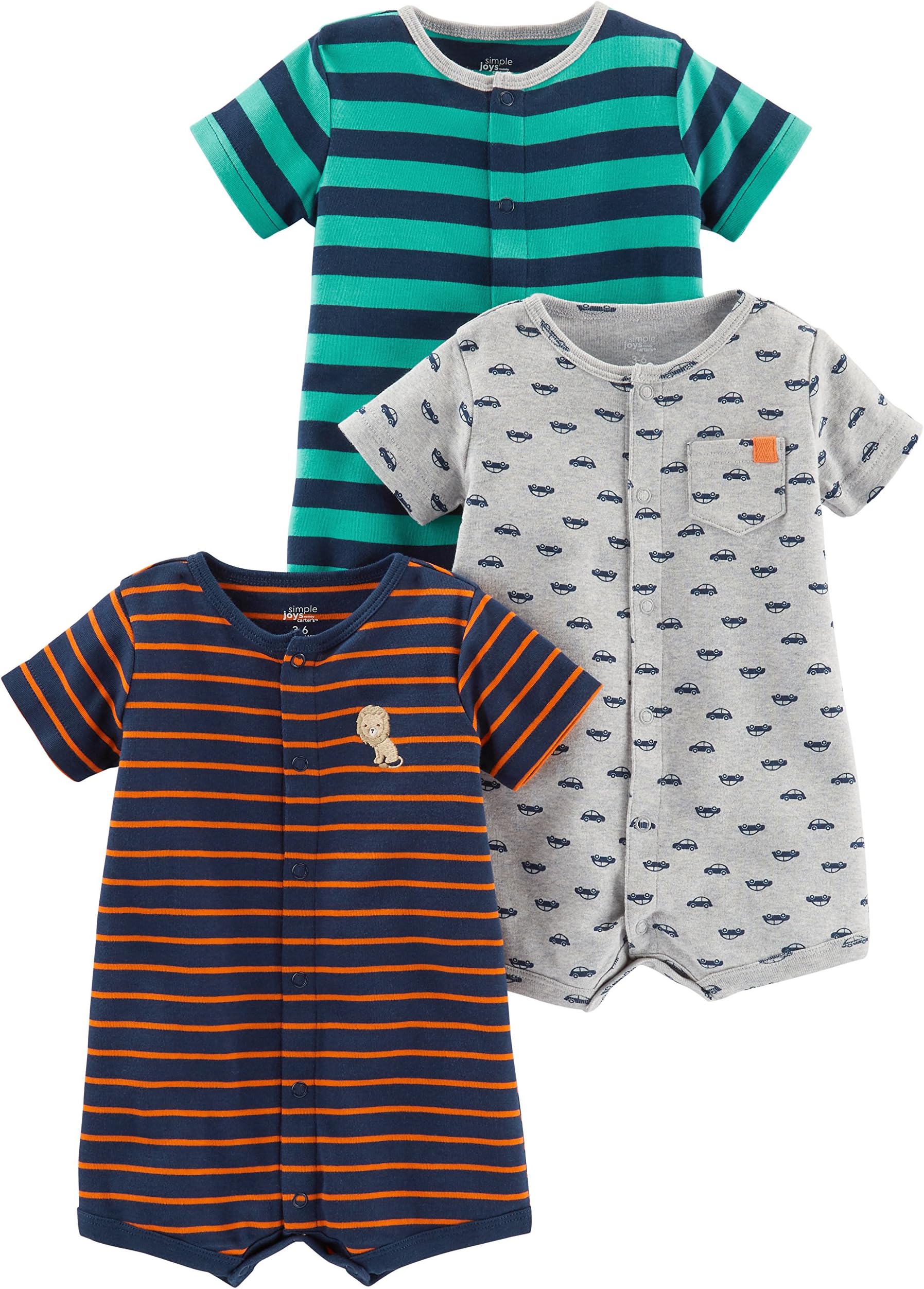 Simple Joys by Carter's Baby Boys' Rompers (Pack of 3)