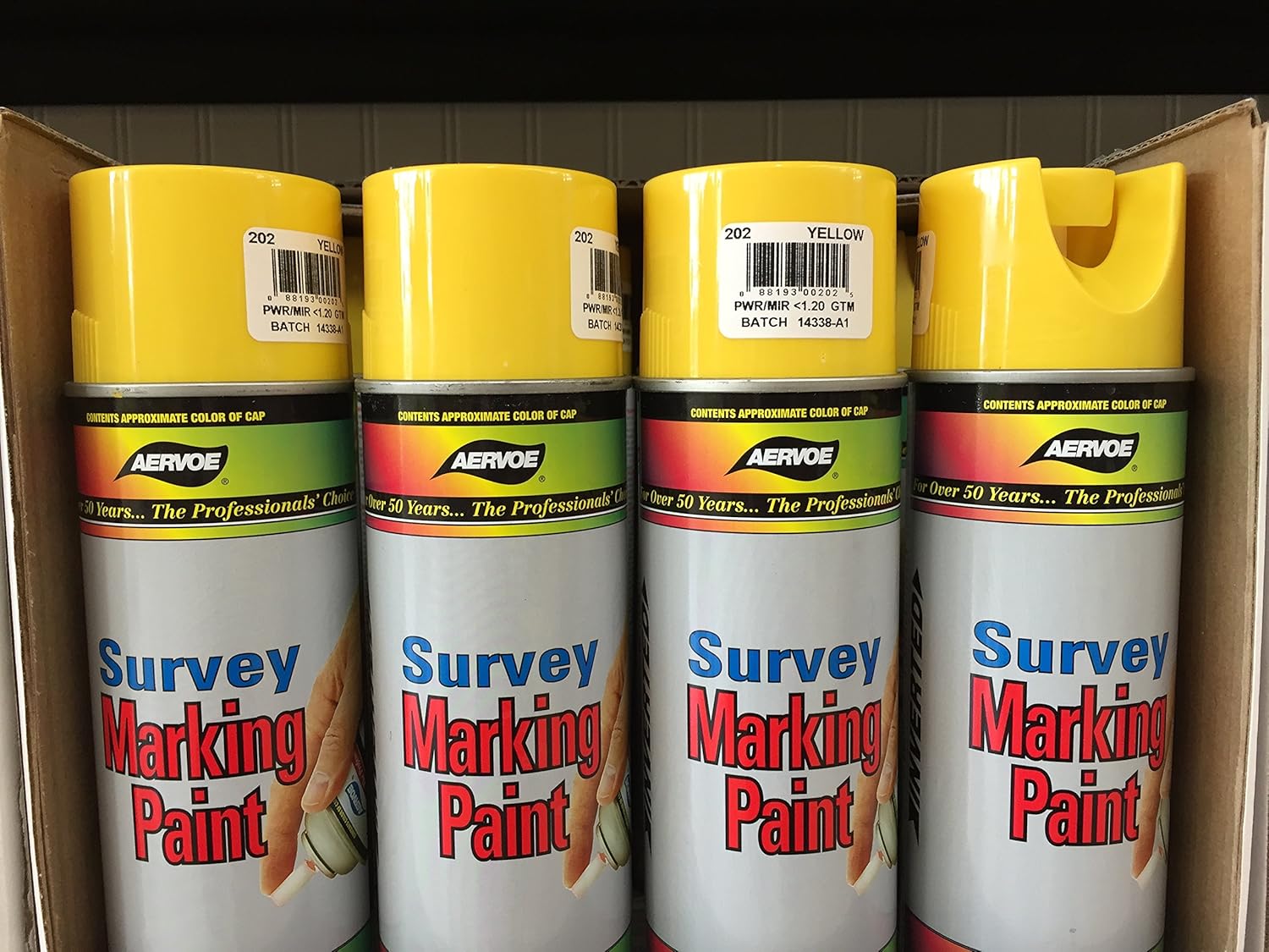 Aervoe 202 Yellow Survey Marking Paint 20oz Cans (17oz net weight