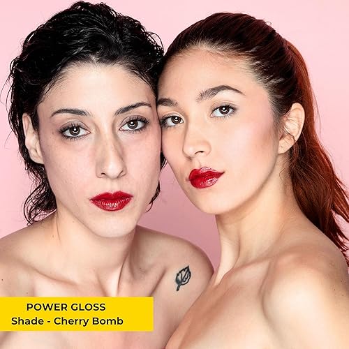 Power Gloss – Bold Merlot Vegan Lip Gloss with High Pigment, Hyaluronic Acid, Jojoba & Castor Oil for Vampy, Non-Sticky, Moisturizing Color (Merlot)(Cherry Bomb,0.16 Fl Oz (Pack of 1))